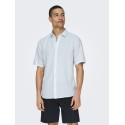 ONLY & SONS Caiden S/S Hør Skjorte - Cashmere Blue