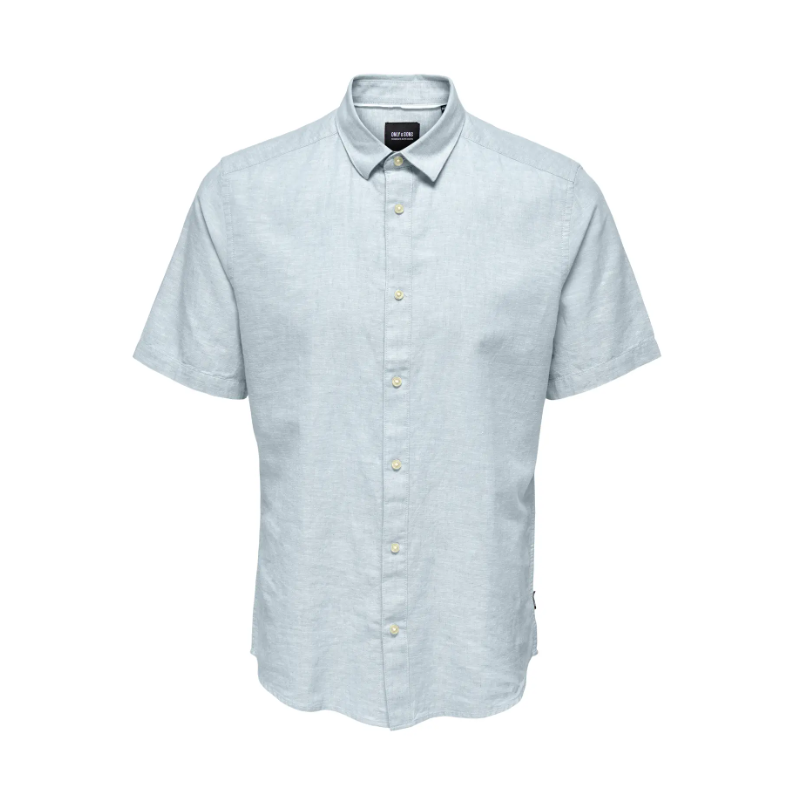 ONLY & SONS Caiden S/S Hør Skjorte - Cashmere Blue