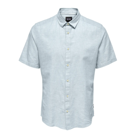 ONLY & SONS Caiden S/S Hør Skjorte - Cashmere Blue