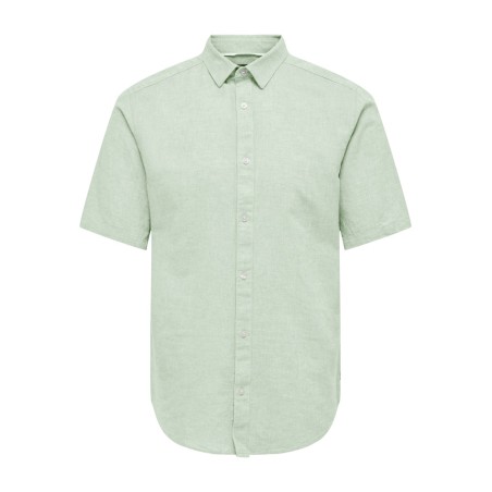 ONLY & SONS Caiden S/S Hør Skjorte - Quiet Green