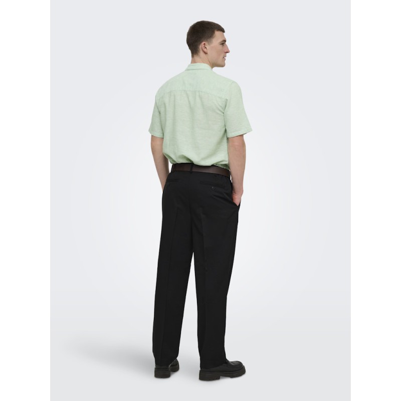 ONLY & SONS Caiden S/S Hør Skjorte - Quiet Green