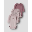 NAME IT Baby Body 3-pak Violetflower - Violet Ice