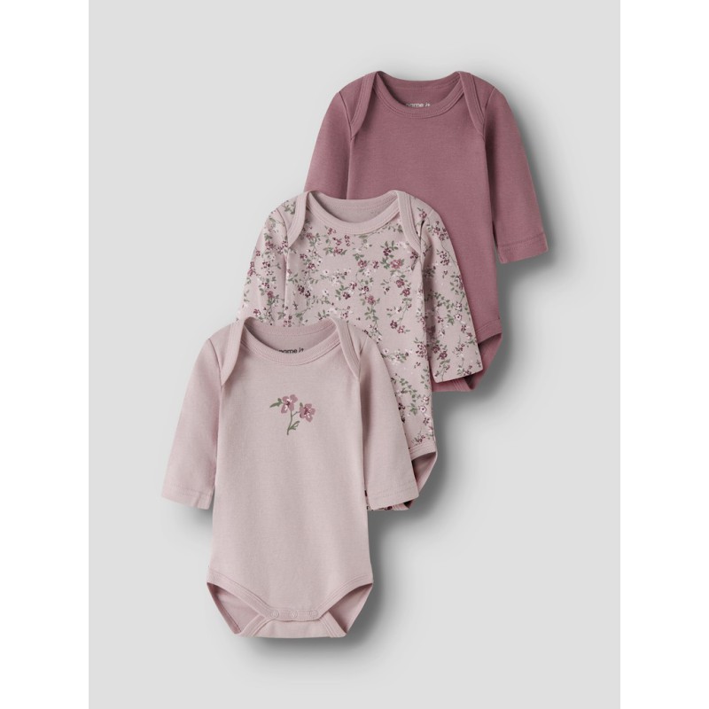 NAME IT Baby Body 3-pak Violetflower - Violet Ice