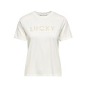 JDY Selma kortærmet T-shirt med broderi - Cloud Dancer