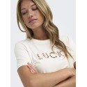 JDY Selma kortærmet T-shirt med broderi - Cloud Dancer