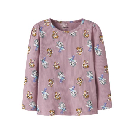 NAME IT Mini Jemina Paw langærmet bluse - Lilas