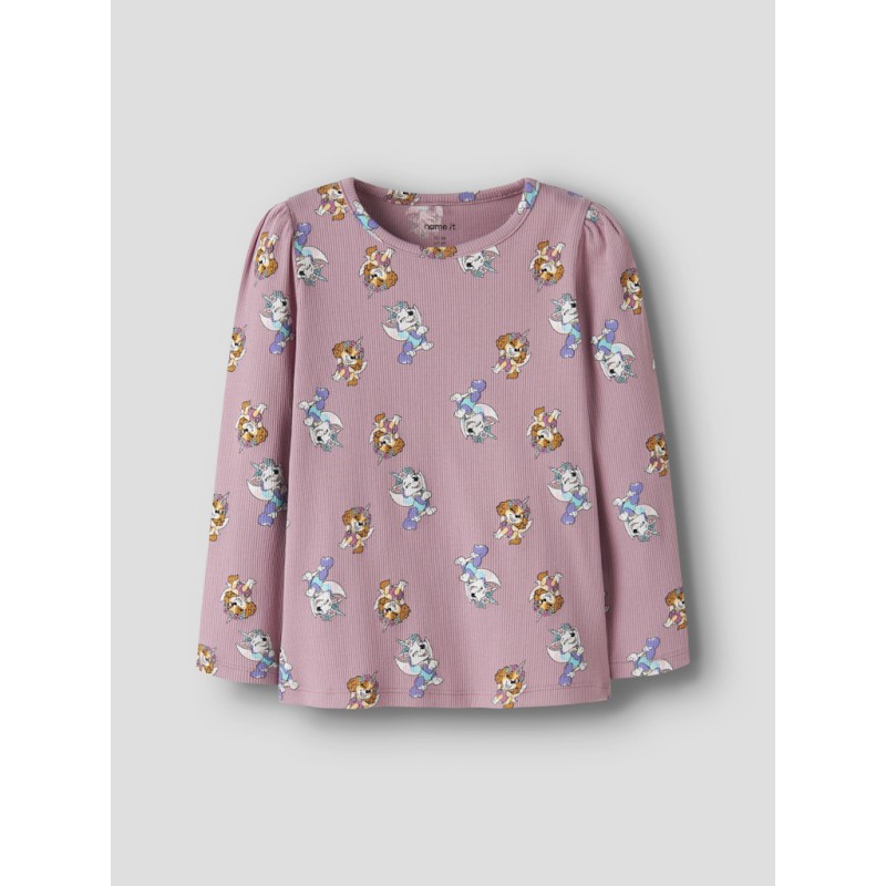 NAME IT Mini Jemina Paw langærmet bluse - Lilas
