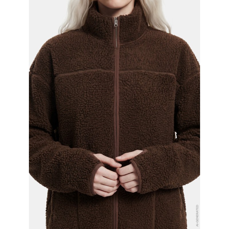 PIECES Sadia Teddy jakke - Hot Fudge