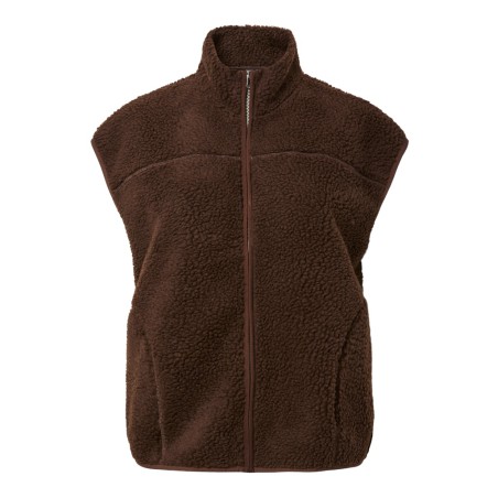 PIECES Sadia Teddy Vest - Hot Fudge