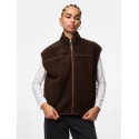 PIECES Sadia Teddy Vest - Hot Fudge