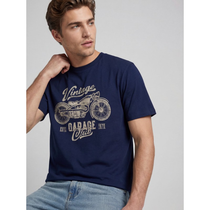 JJ REBEL Mario kortærmet T-shirt - Navy Blazer