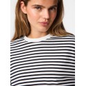 PIECES Sadie langærmet bluse - Cloud Dancer / Sort