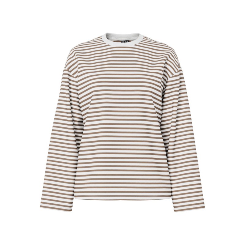 PIECES Sadie langærmet bluse - Cloud Dancer / Fossil