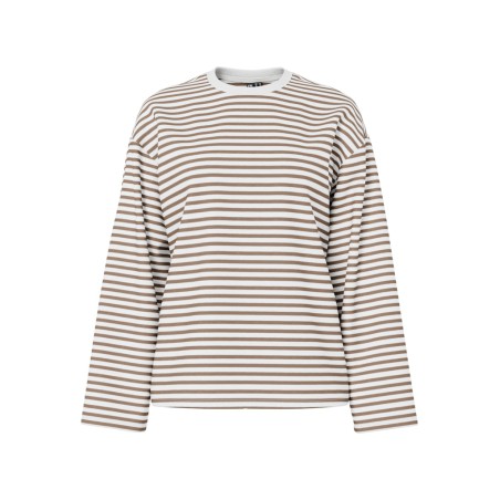 PIECES Sadie langærmet bluse - Cloud Dancer / Fossil