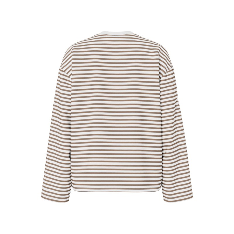 PIECES Sadie langærmet bluse - Cloud Dancer / Fossil
