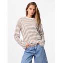 PIECES Sadie langærmet bluse - Cloud Dancer / Fossil