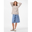 PIECES Sadie langærmet bluse - Cloud Dancer / Fossil