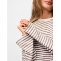 PIECES Sadie langærmet bluse - Cloud Dancer / Fossil
