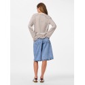 PIECES Sadie langærmet bluse - Cloud Dancer / Fossil