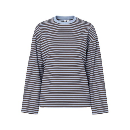 PIECES Sadie langærmet bluse - Cashmere Blue / Hot Fudge