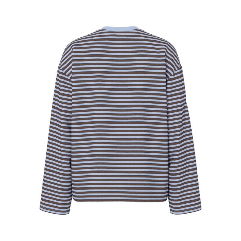 PIECES Sadie langærmet bluse - Cashmere Blue / Hot Fudge