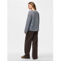 PIECES Sadie langærmet bluse - Cashmere Blue / Hot Fudge