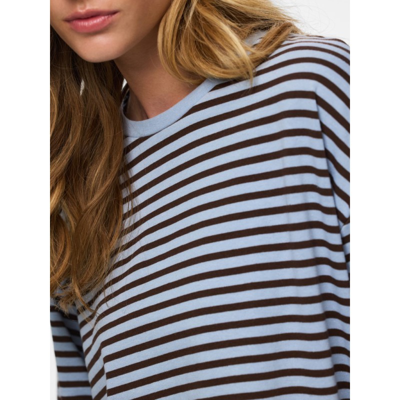 PIECES Sadie langærmet bluse - Cashmere Blue / Hot Fudge