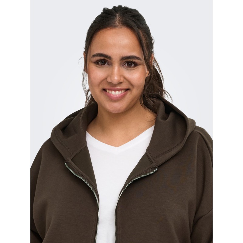 ONLY CARMAKOMA Carlett lynlås scuba hoodie - Bracken
