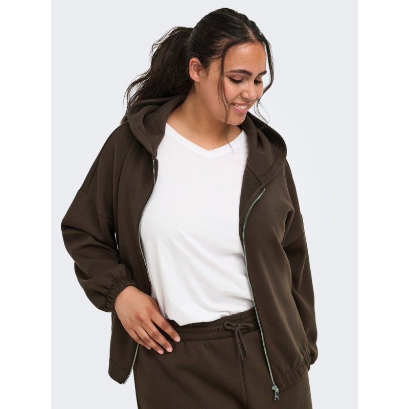 ONLY CARMAKOMA Carlett lynlås scuba hoodie - Bracken
