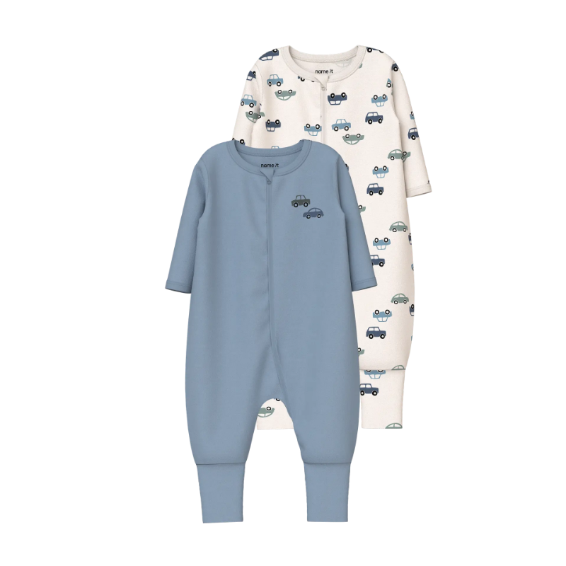NAME IT Baby Natdragt 2-pak biler - Jet Stream / Ashley Blue
