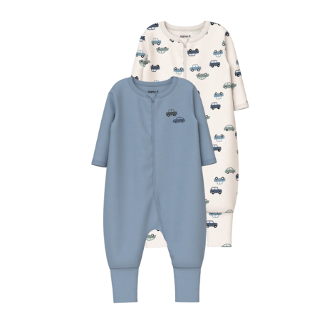 NAME IT Baby Natdragt 2-pak biler - Jet Stream / Ashley Blue