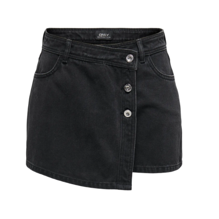 ONLY Lesly regular mellemhøj denim skort - Washed Black