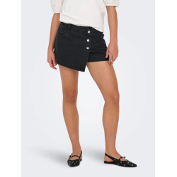 ONLY Lesly regular mellemhøj denim skort - Washed Black