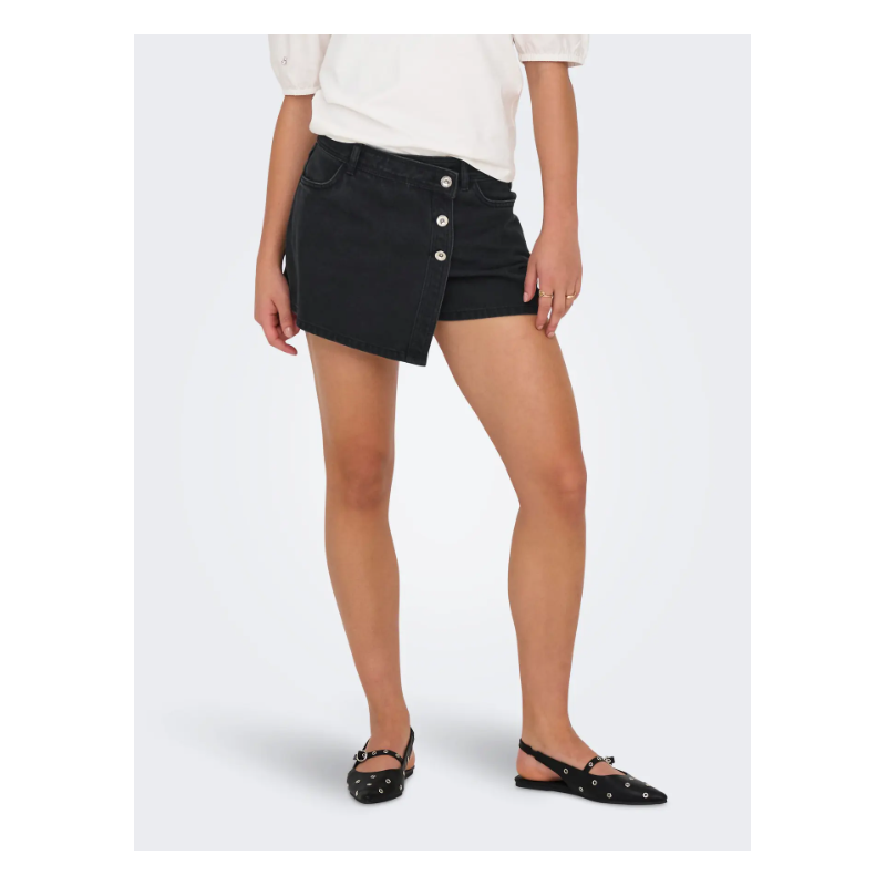 ONLY Lesly regular mellemhøj denim skort - Washed Black