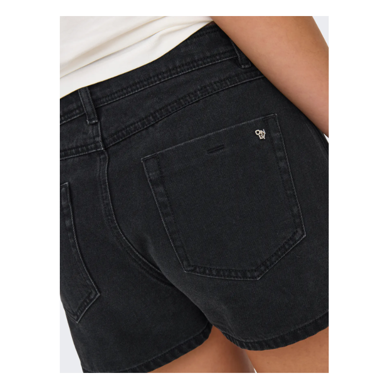 ONLY Lesly regular mellemhøj denim skort - Washed Black