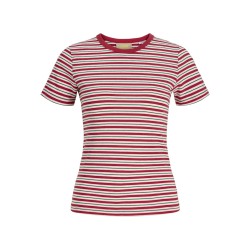 JJXX Gigi kortærmet stribet T-shirt - Scarlet Sage / Vanilla