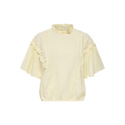 ONLY CARMAKOMA Malia 2/4 Broderet Top - Double Cream