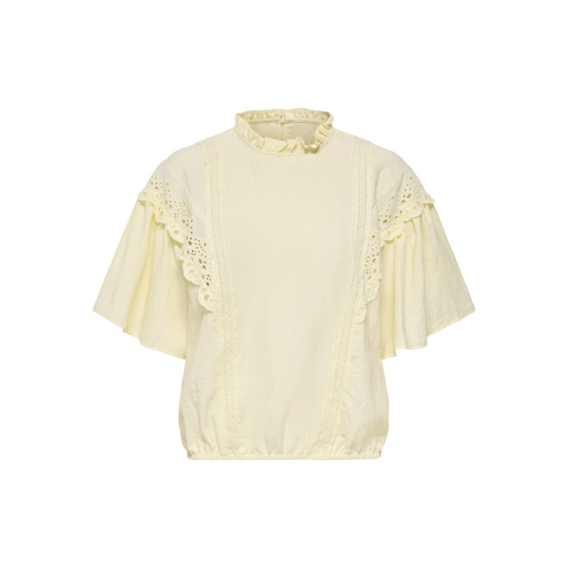 ONLY CARMAKOMA Malia 2/4 Broderet Top - Double Cream