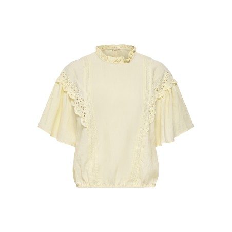 ONLY CARMAKOMA Malia 2/4 Broderet Top - Double Cream