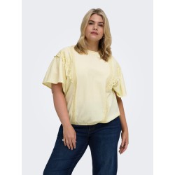 ONLY CARMAKOMA Malia 2/4 Broderet Top - Double Cream