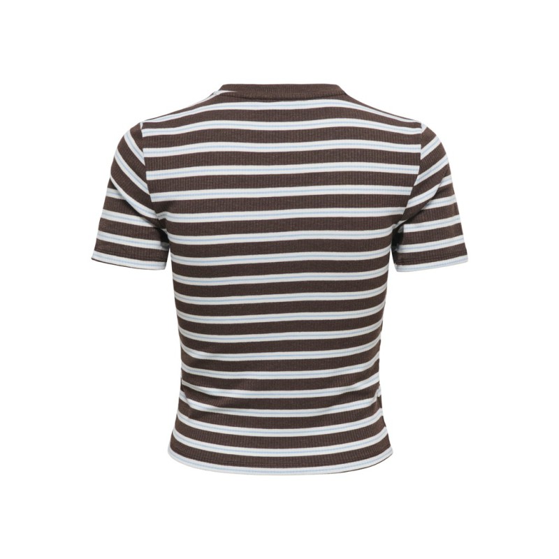 ONLY Lupe kortærmet stribet t-shirt - Seal Brown BLUE STRIPE