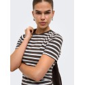 ONLY Lupe kortærmet stribet t-shirt - Seal Brown BLUE STRIPE