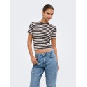 ONLY Lupe kortærmet stribet t-shirt - Seal Brown BLUE STRIPE