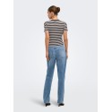 ONLY Lupe kortærmet stribet t-shirt - Seal Brown BLUE STRIPE