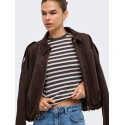 ONLY Lupe kortærmet stribet t-shirt - Seal Brown BLUE STRIPE