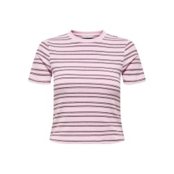 ONLY Lupe kortærmet stribet T-shirt - Pink Lady Burgundy Stribes