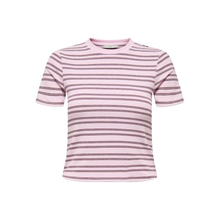 ONLY Lupe kortærmet stribet T-shirt - Pink Lady Burgundy Stribes