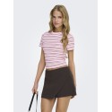 ONLY Lupe kortærmet stribet t-shirt - Pink Lady BURGUNDY STRIBES