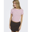 ONLY Lupe kortærmet stribet t-shirt - Pink Lady BURGUNDY STRIBES