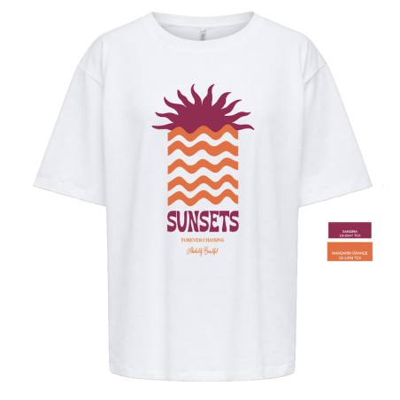 ONLY Bira kortærmet loose fit T-shirt - Cloud Dancer SUNSET